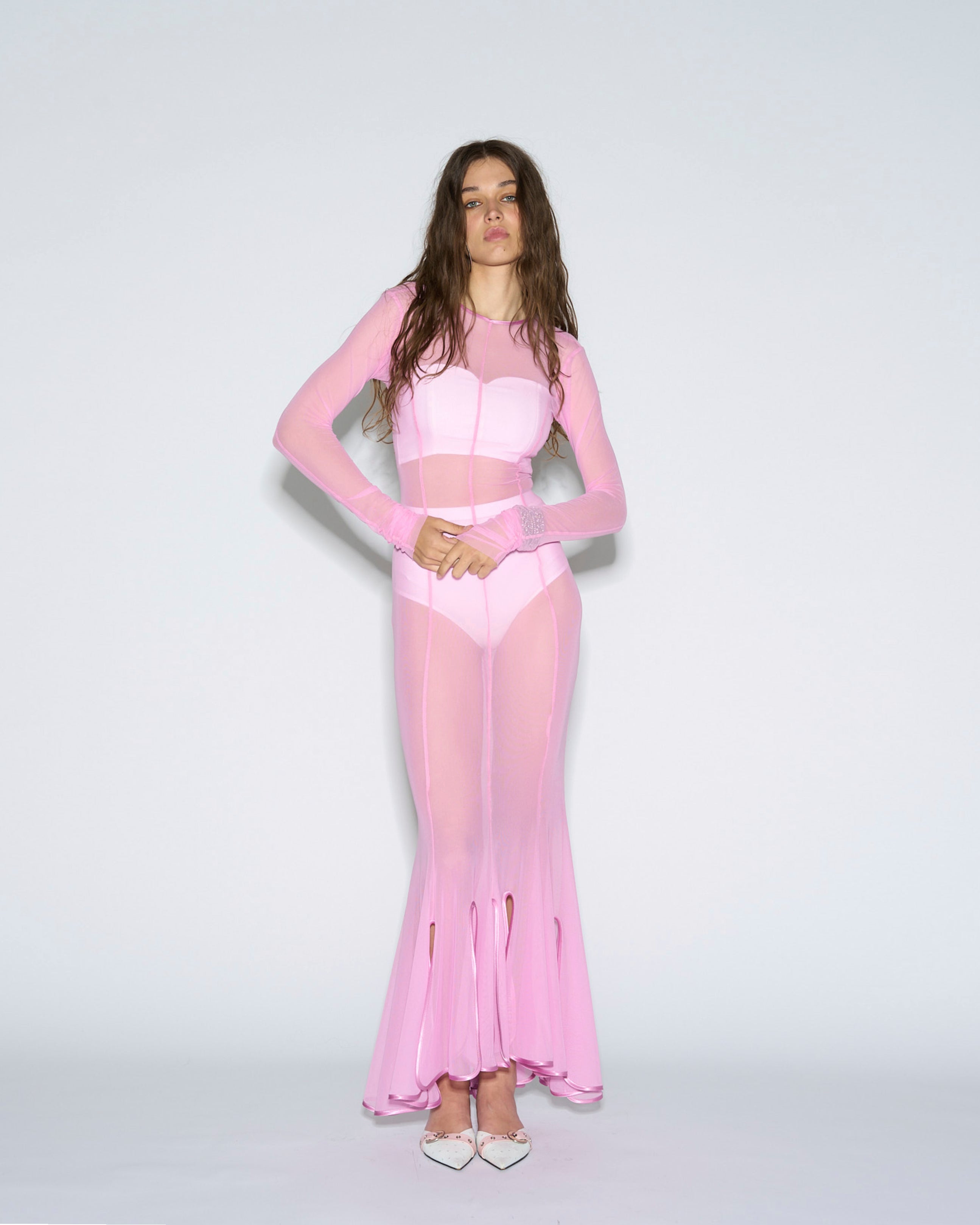 Magic flare dress baby pink