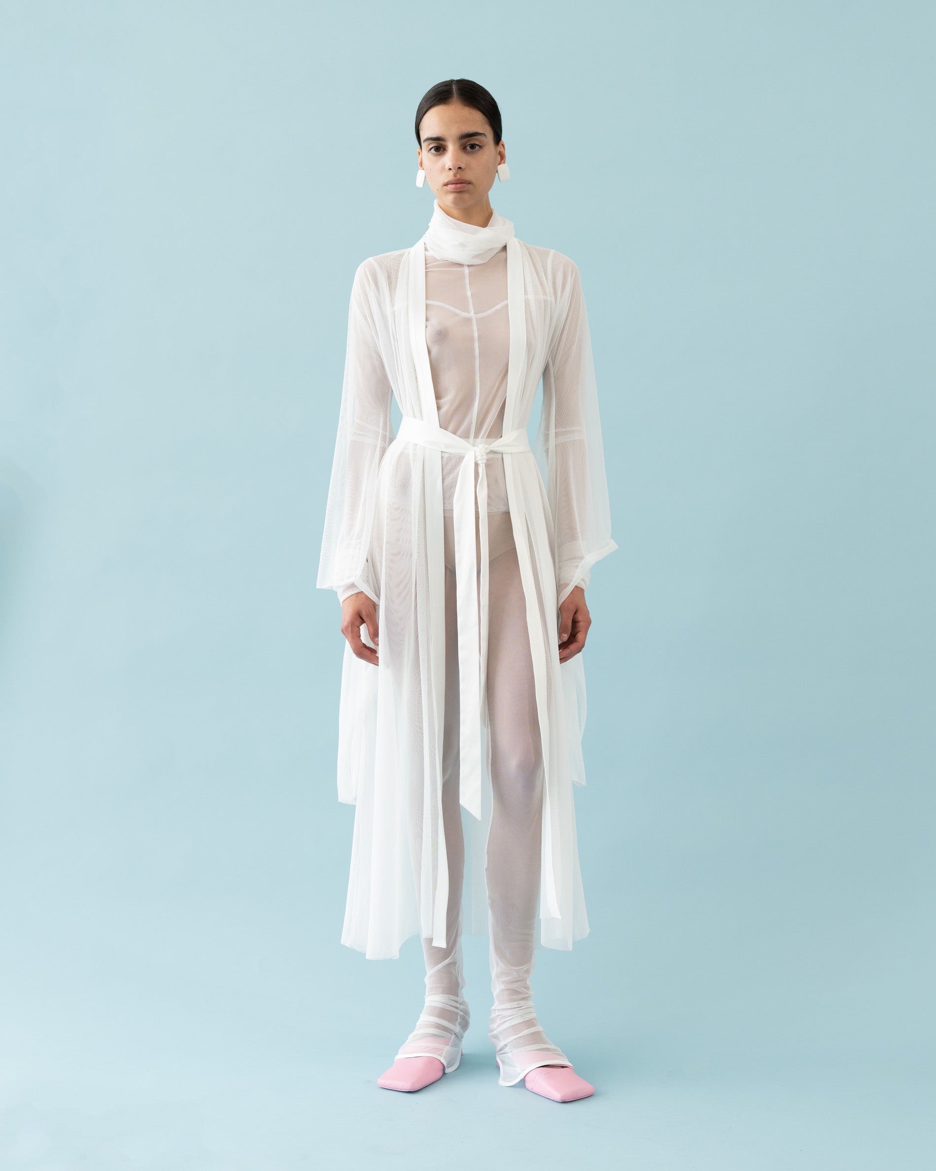 Sheer turtleneck white