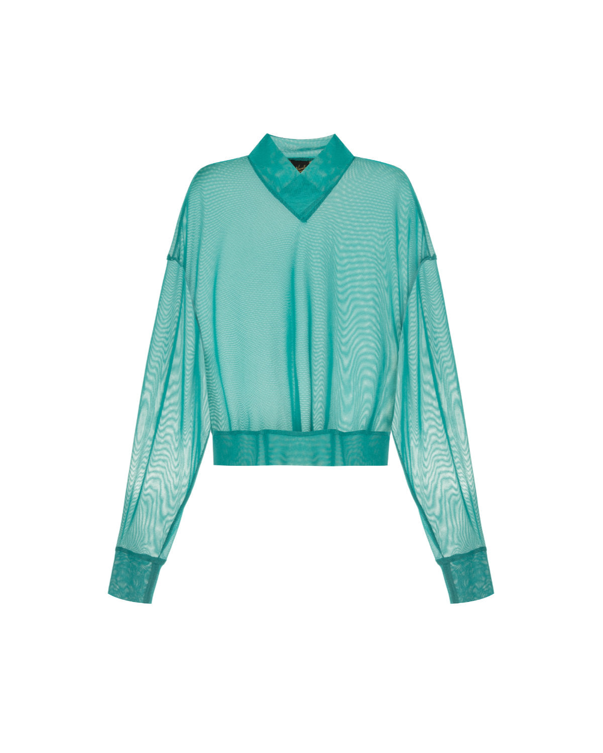 V-neck sheer top turquoise