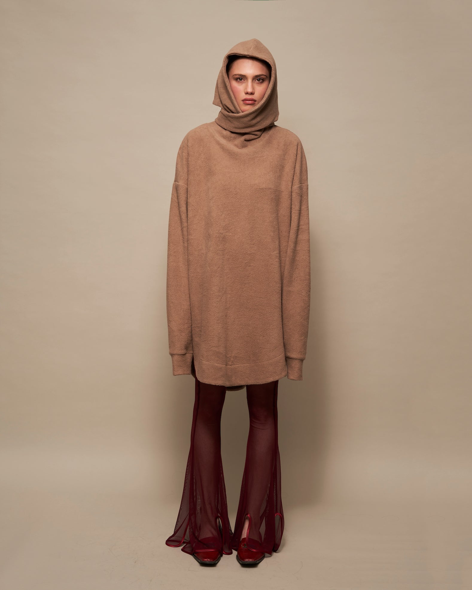 Fleece head scarf dune beige