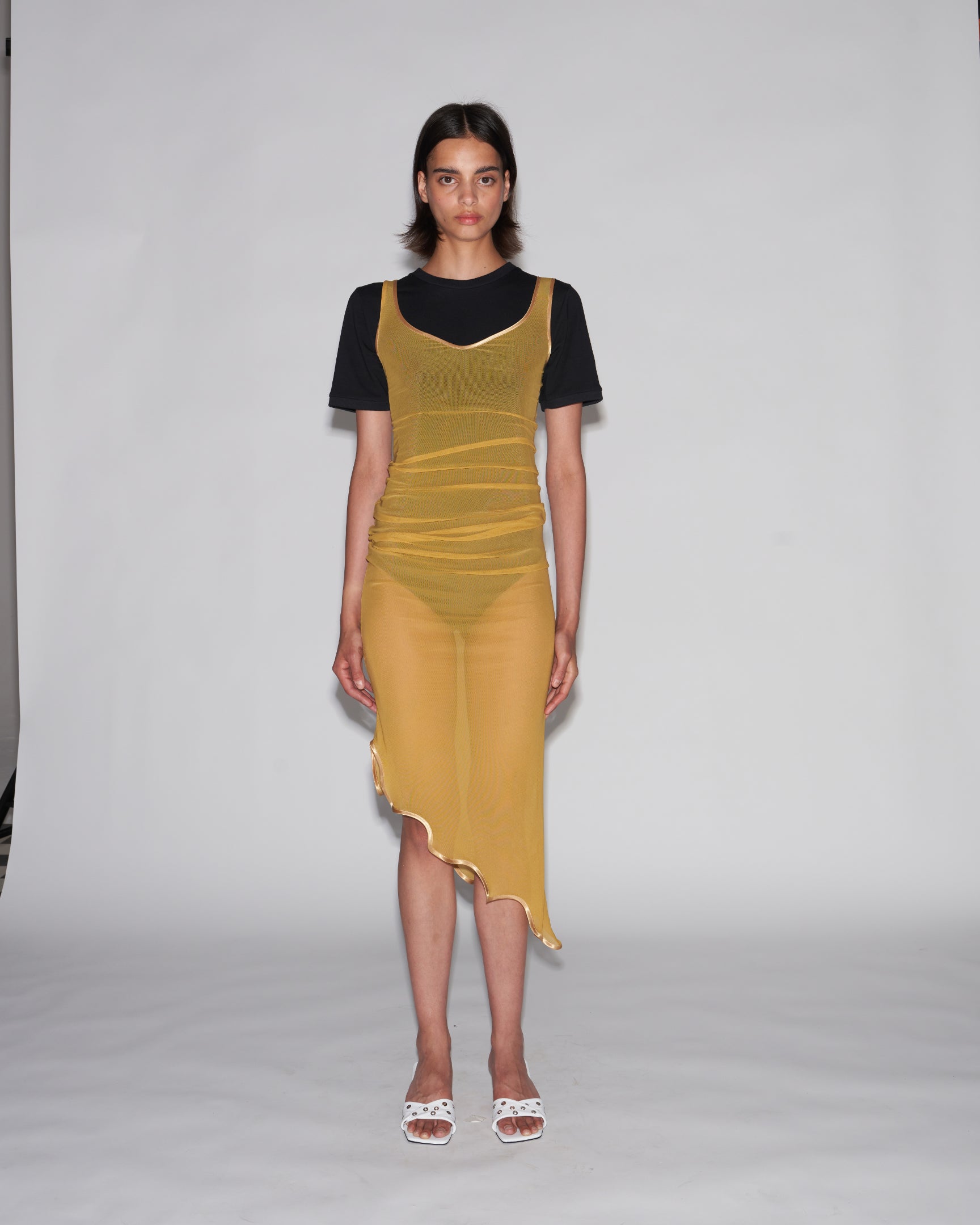 Molten sheer dress dress honey gold
