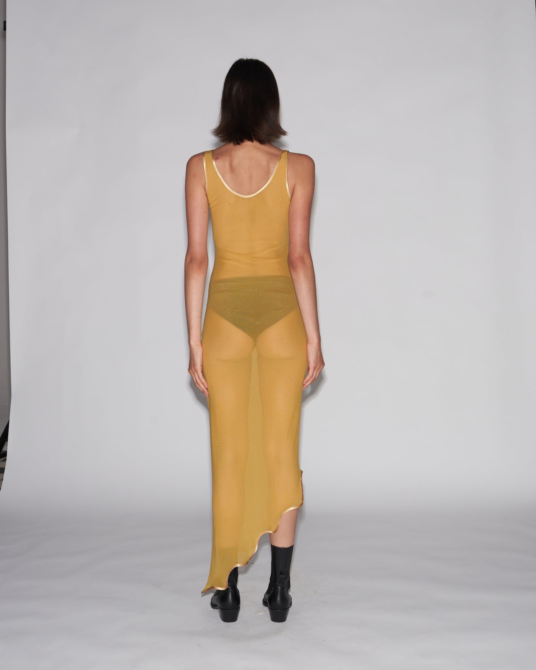 Molten sheer dress dress honey gold