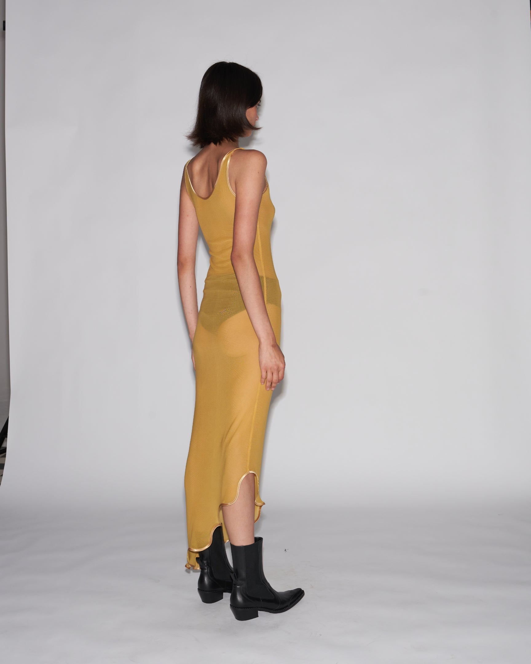 Molten sheer dress dress honey gold
