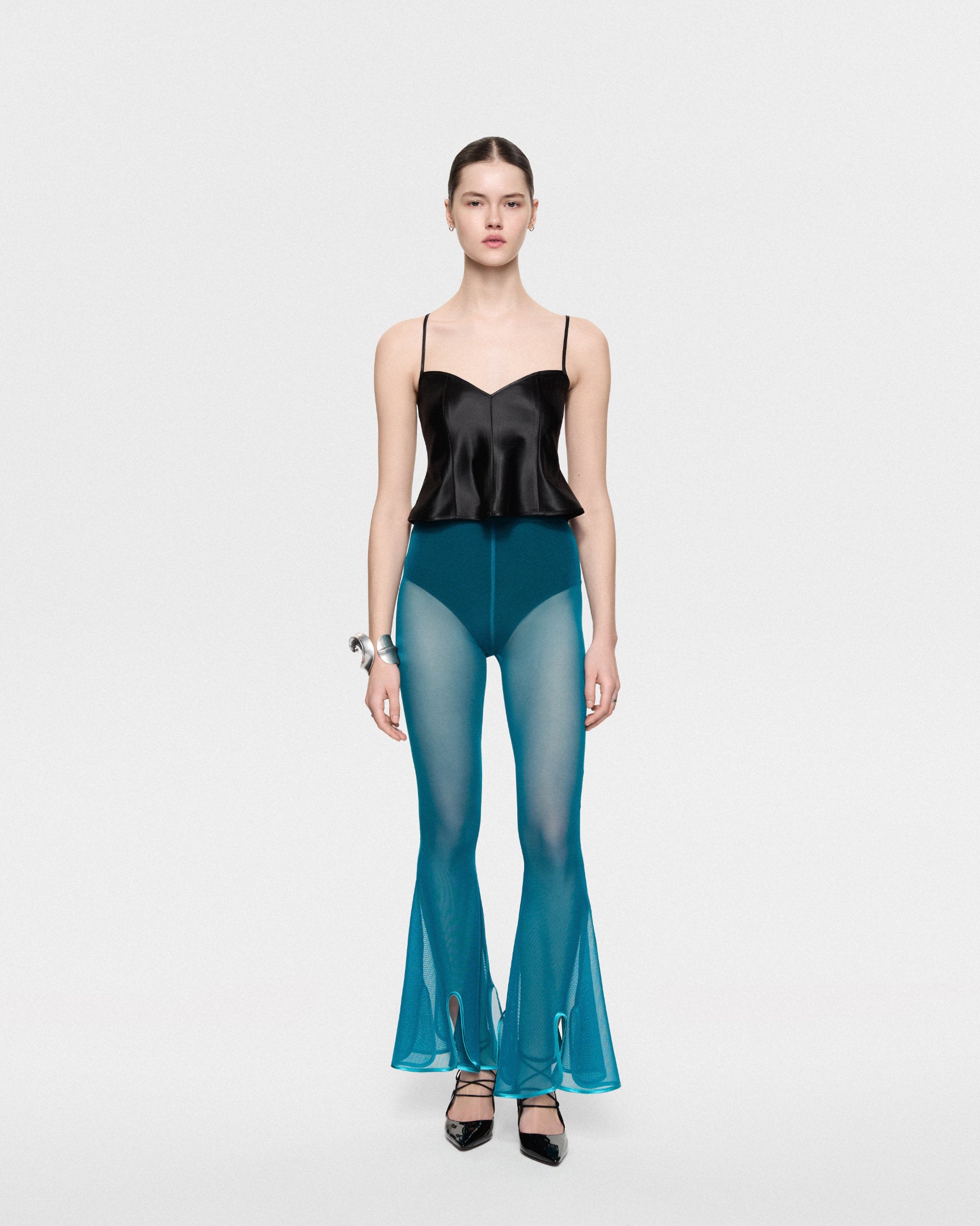 Satin corset top black