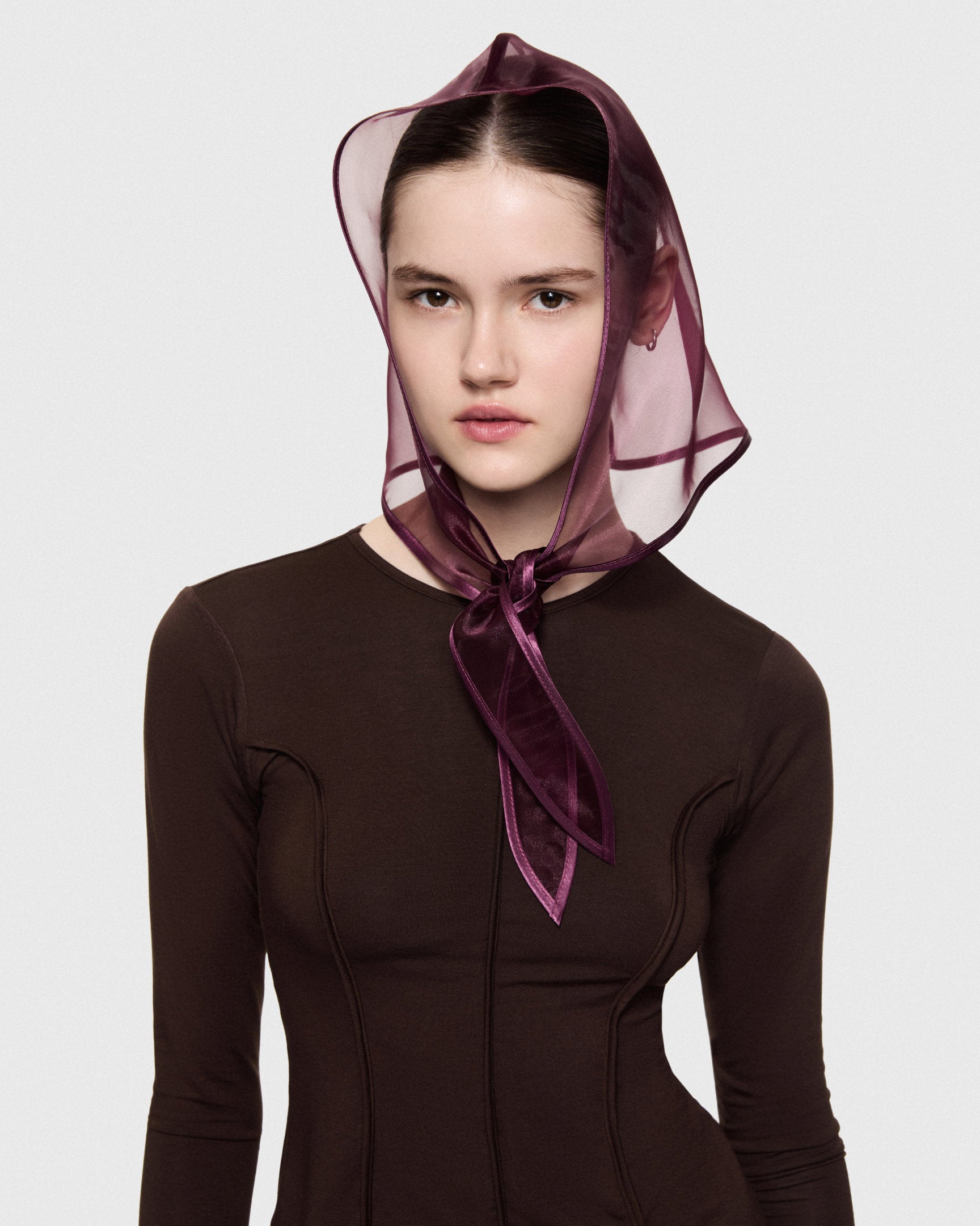 Organza head scarf cherry