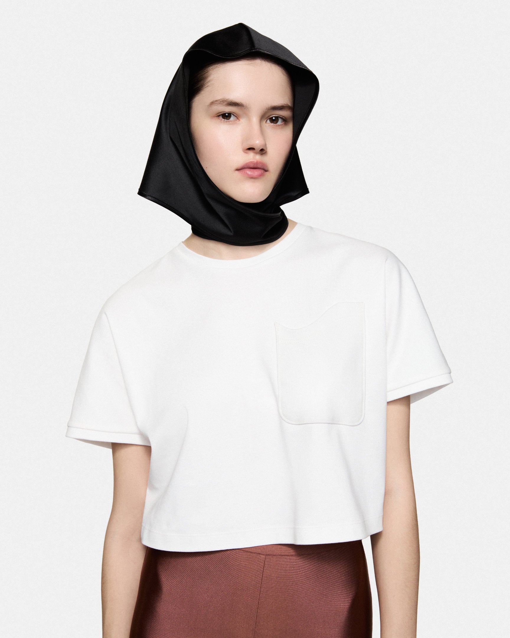 Satin head scarf black