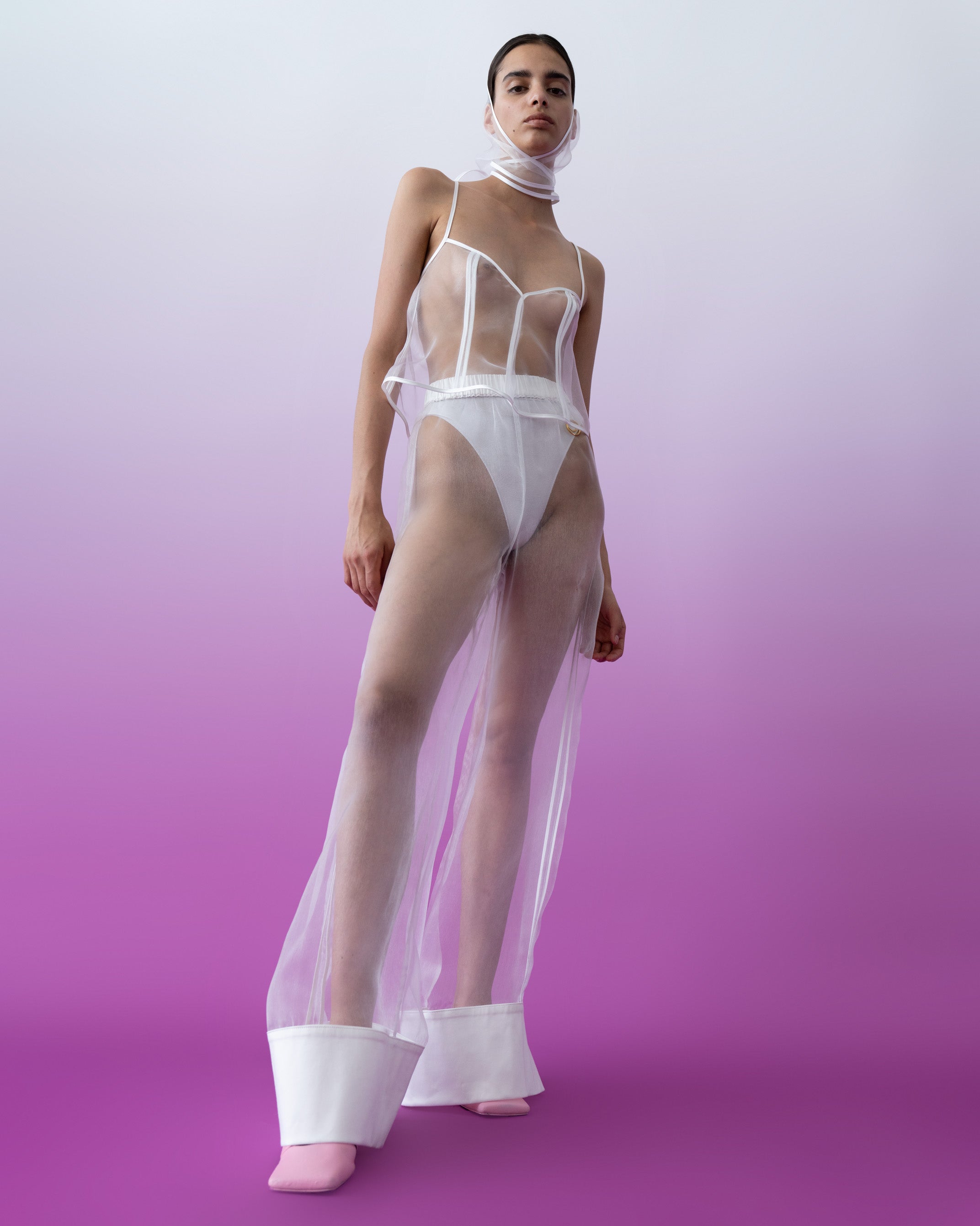 Wide leg organza pants white – Vanity Nap