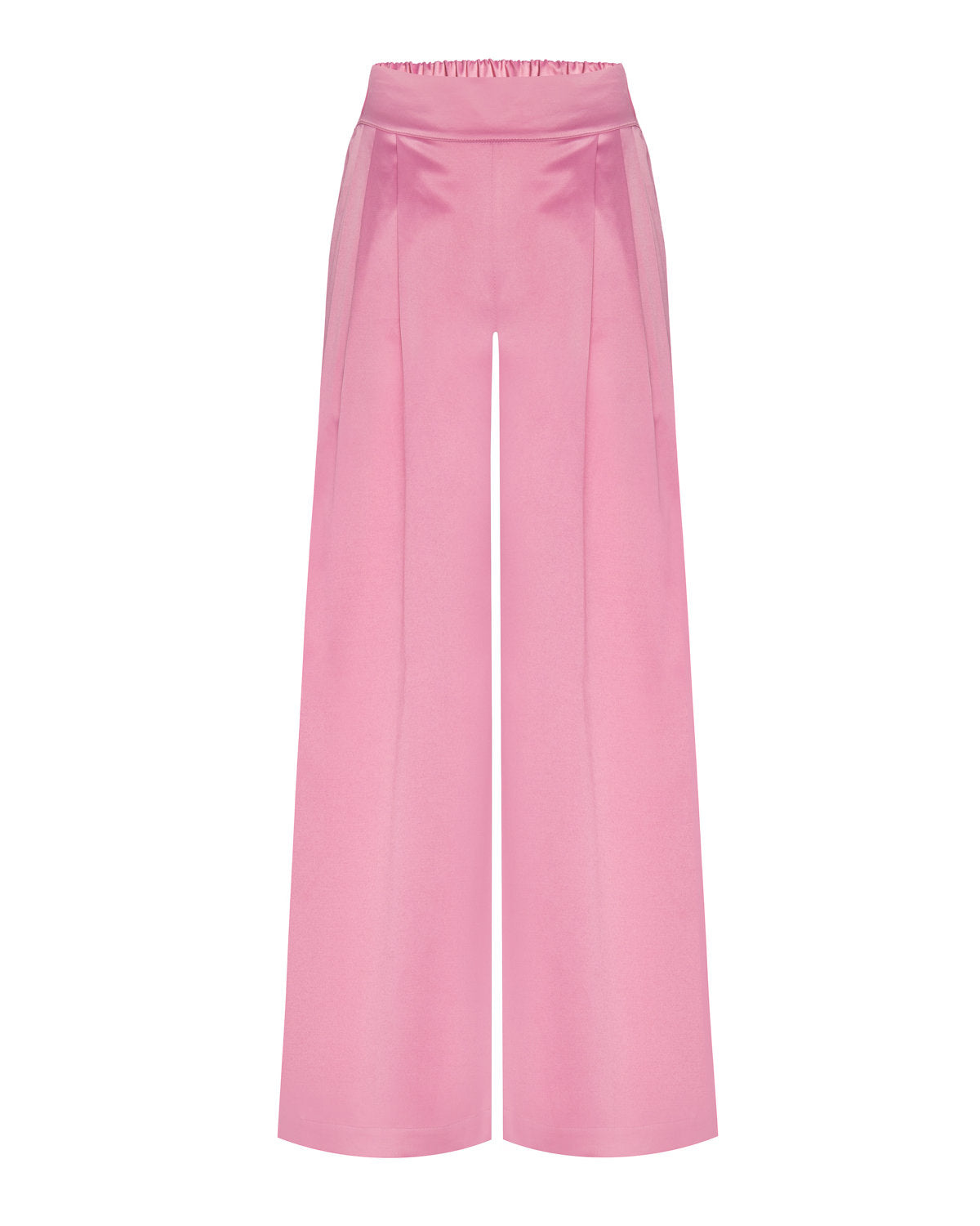 Wide leg pants in satin pink