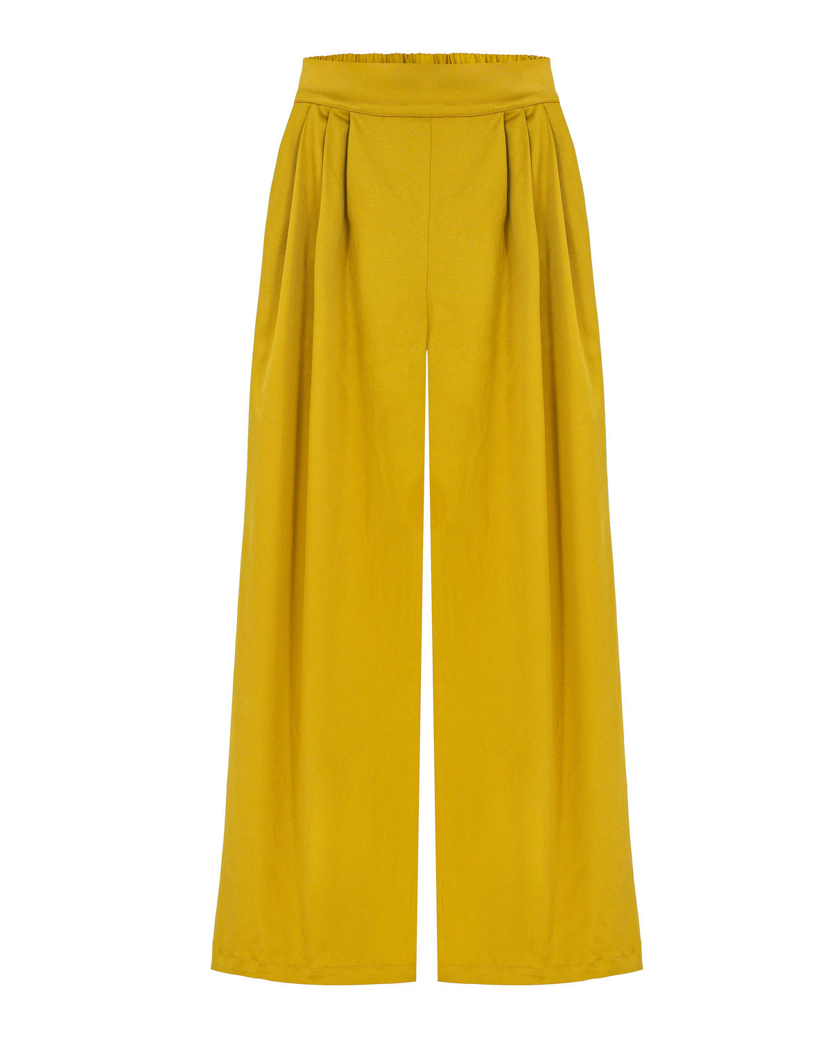 Wide leg pants in satin gold